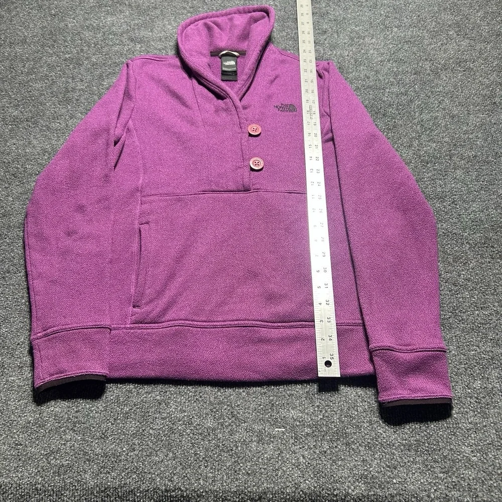 The North Face Crescent Shawl Collar Fleece Women Size M Purple Pullover Sweater - Picture 3 of 5